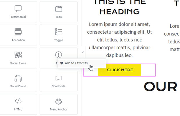 elementor add to favorites