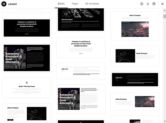 elementor block templates