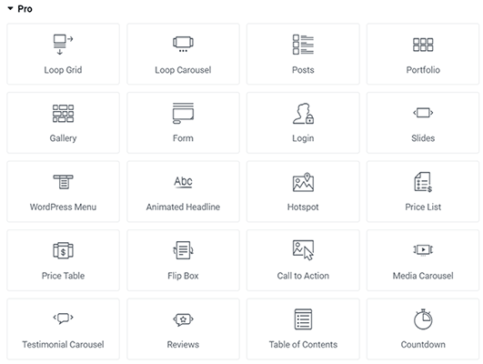 elementor pro widgets