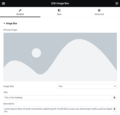 elementor widget content